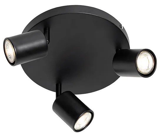 Candeeiro de teto moderno preto ajustável redondo 3 luzes - Java