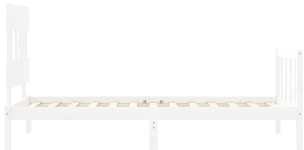 Cama sem colchão 90x200 cm madeira de pinho maciça branco