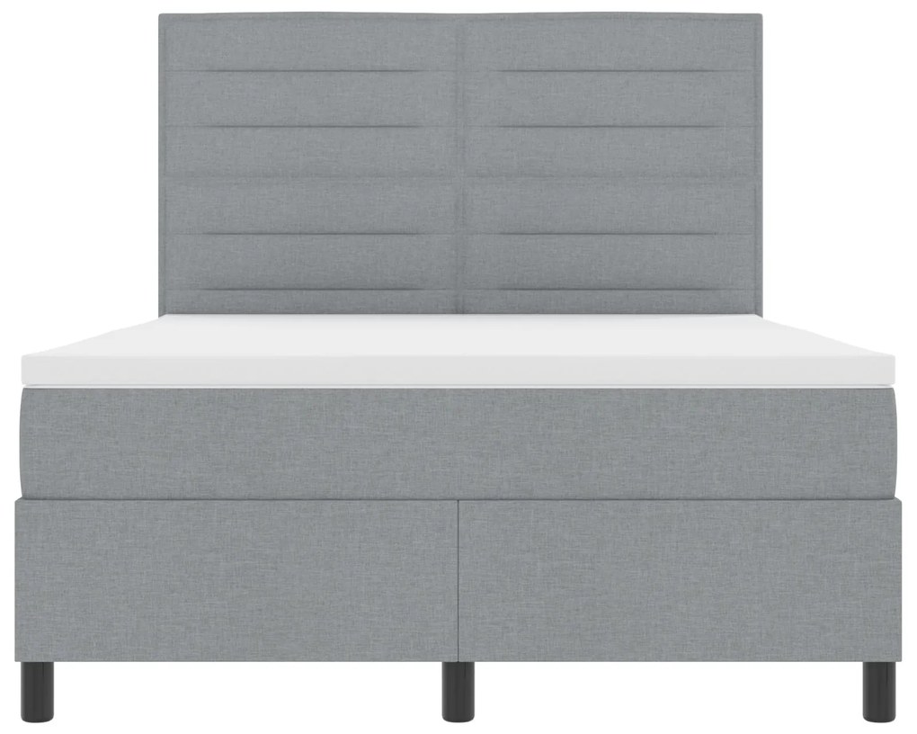 Cama Box Spring com Colchão Cinza Claro 140x200 cm Tecido