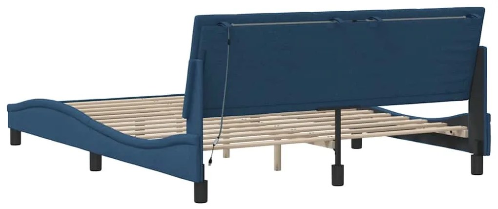 Estrutura de cama sem colchão 160x200 cm tecido azul
