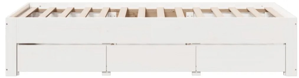 Cama sem colchão com gavetas 75x190 cm pinho maciço branco