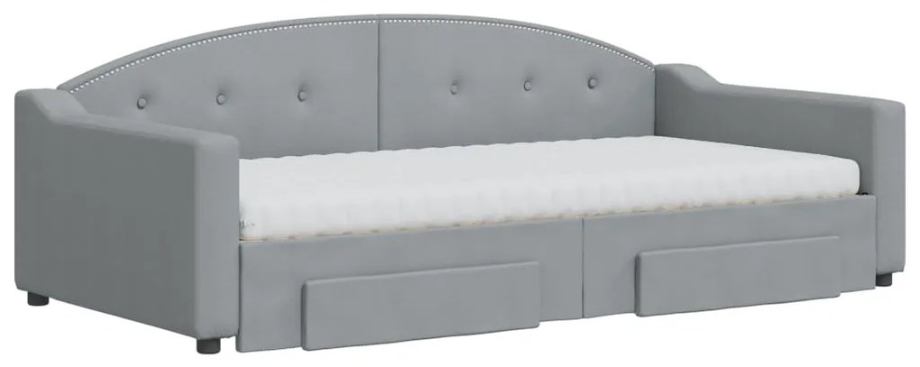Sofá-cama c/ gavetão e gavetas 100x200 cm tecido cinzento-claro