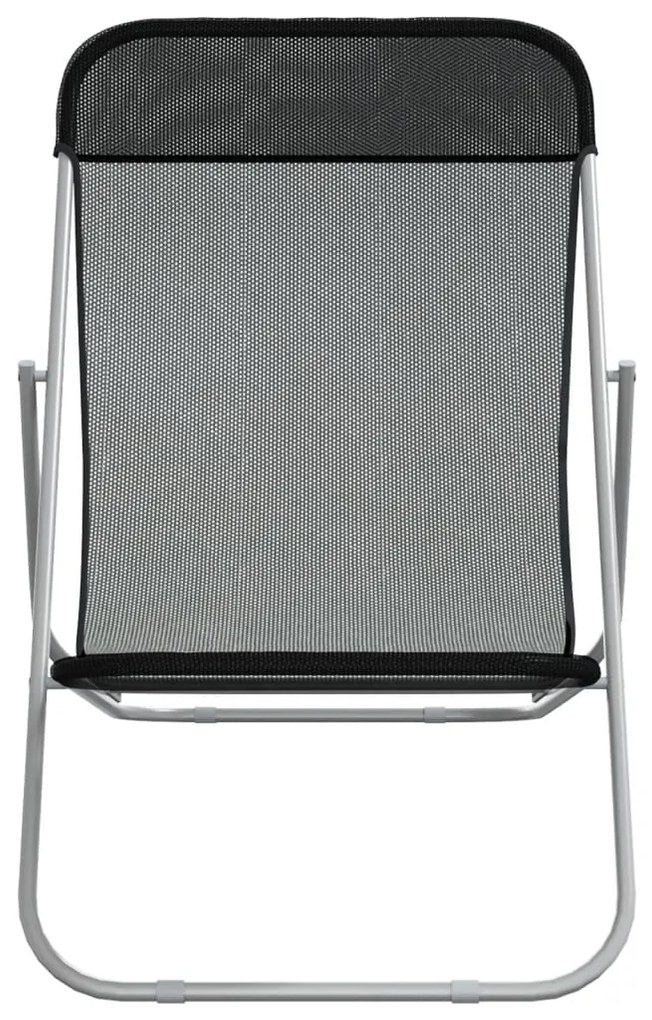 Cadeiras praia dobráveis 2pcs textilene/aço revestido pó preto
