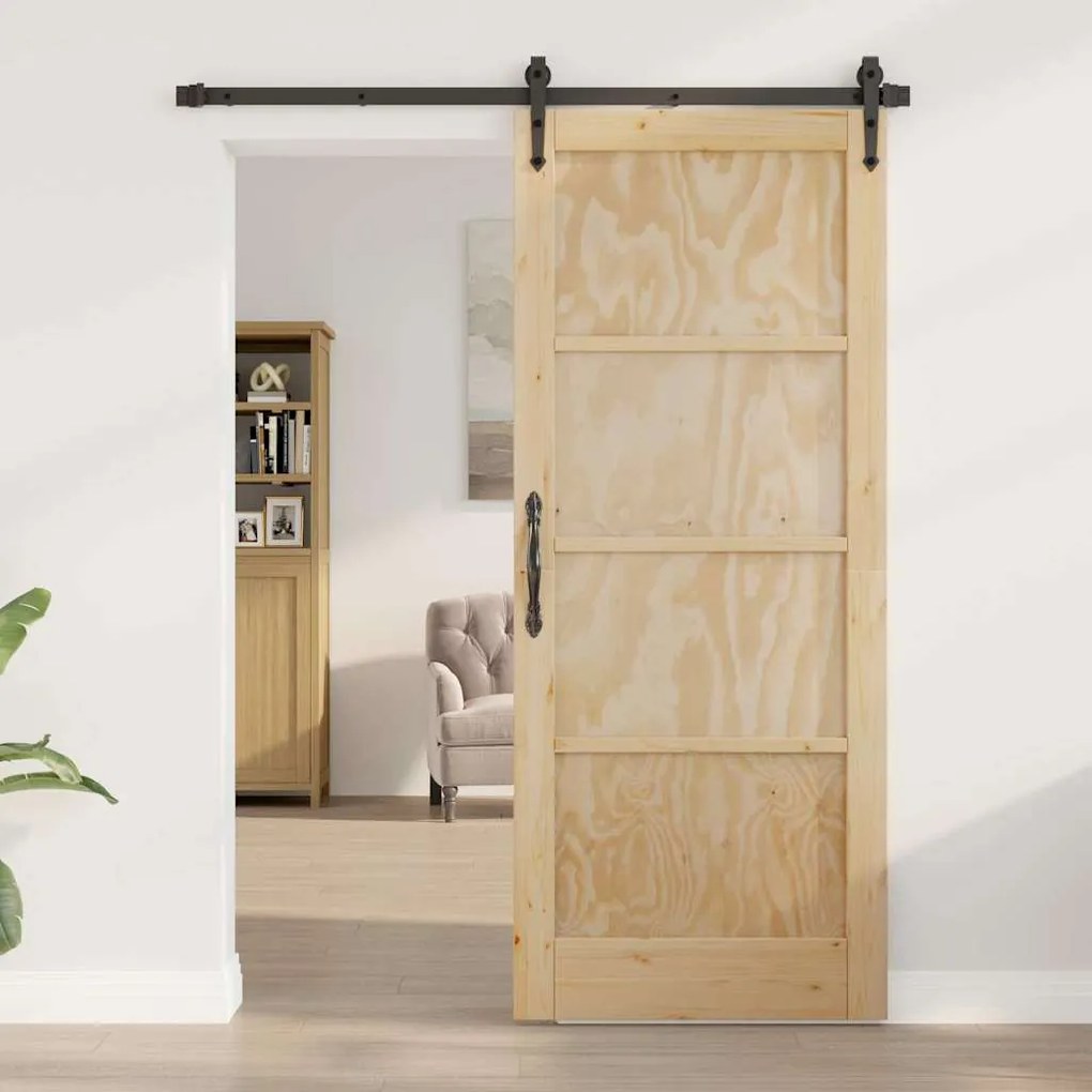 Porta Interior "ORKDAL" 83x202x4 cm Madeira Sólida Pinho
