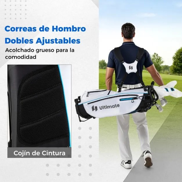 Conjunto completo de tacos de golfe para homem com bolsa de suporte. Inclui driver #1 460CC, madeira #3, híbrido, ferros #5#6#7#8#9#P#S e taco Branco