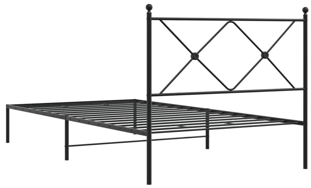 Estrutura de cama com cabeceira 100x190 cm metal preto