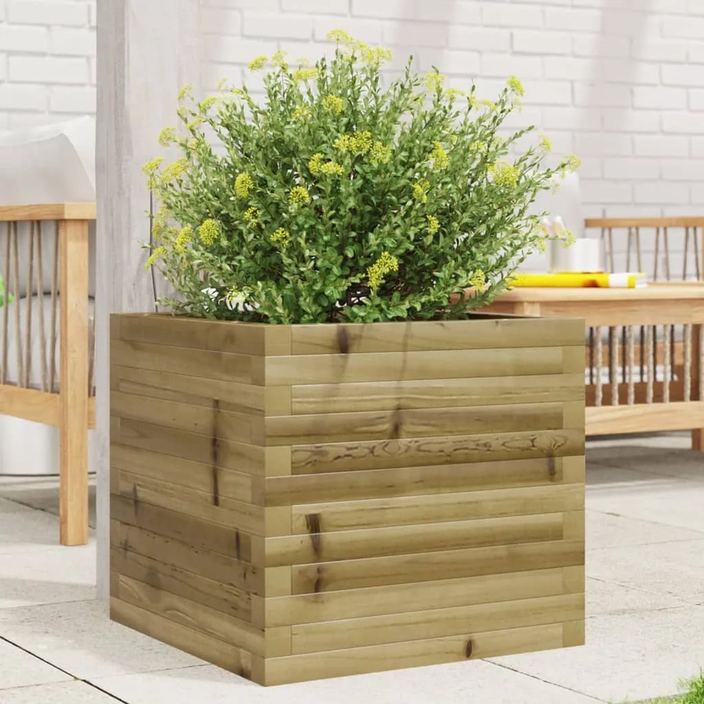 vidaXL Vaso/floreira jardim 50x50x45,5 cm madeira de pinho impregnada