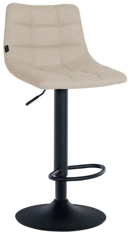 Banco de bar Jerry em tecido com estrutura preta 87-108,5 x 43 x 46,5 cm Creme