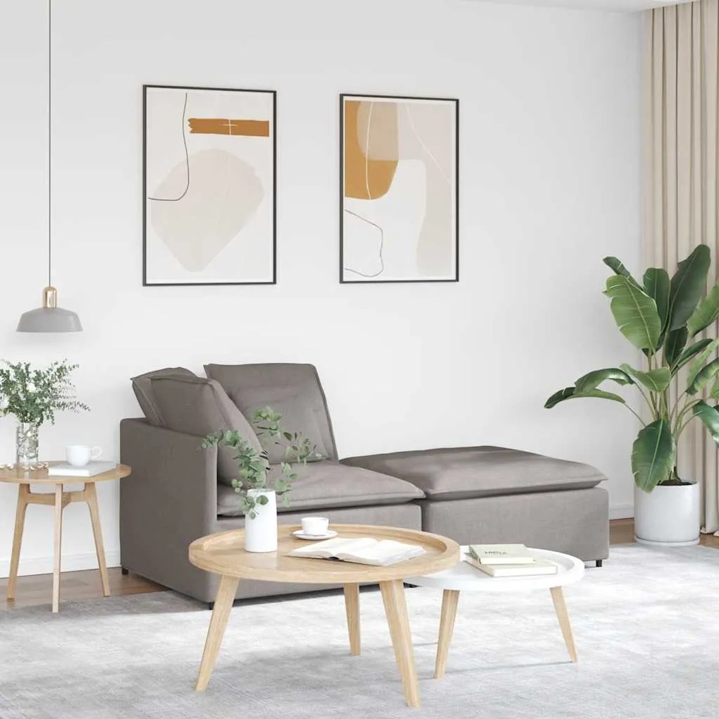 vidaXL Sofá modular com pufes e almofadas tecido cinzento-acastanhado