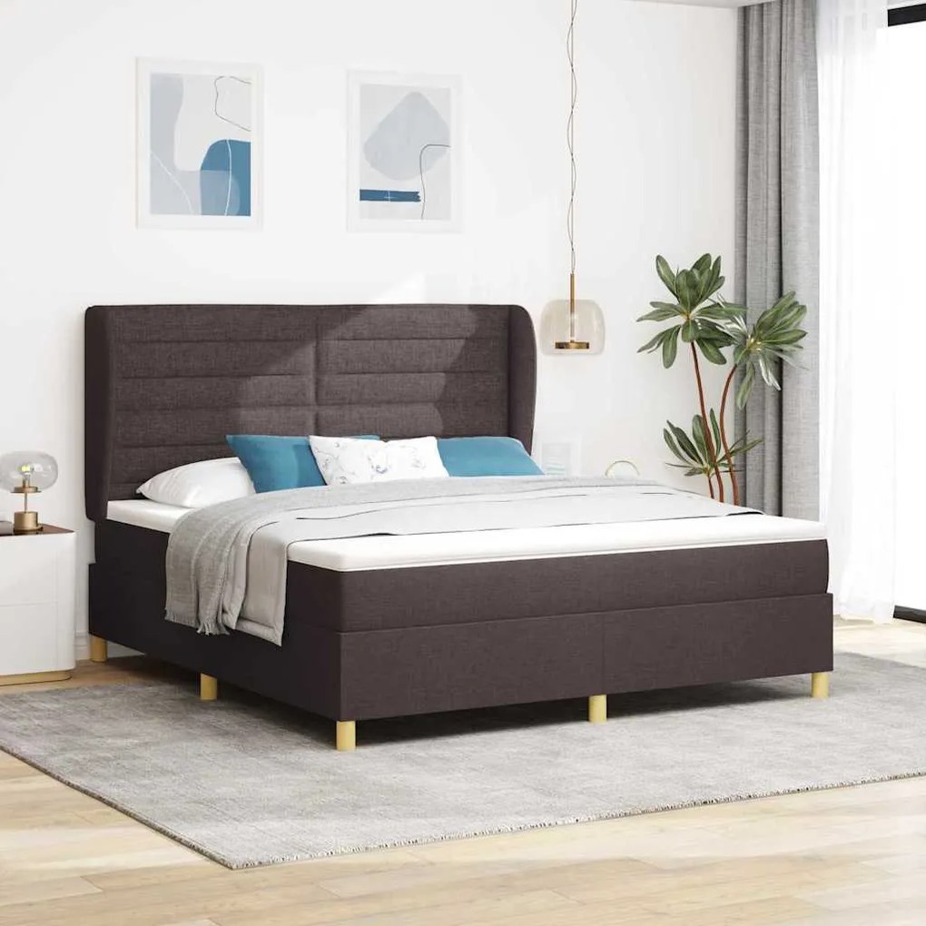 Cama Box Spring com Colchão vidaXL Marrom Escuro 180x200 cm Tecido