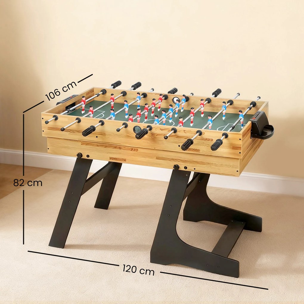 Mesa multifuncional crianças 13 em 1 dobrável 120 x 106 x 82 cm, mesa de matraquilhos, bilhar, para crianças e adultos, nogueira clara