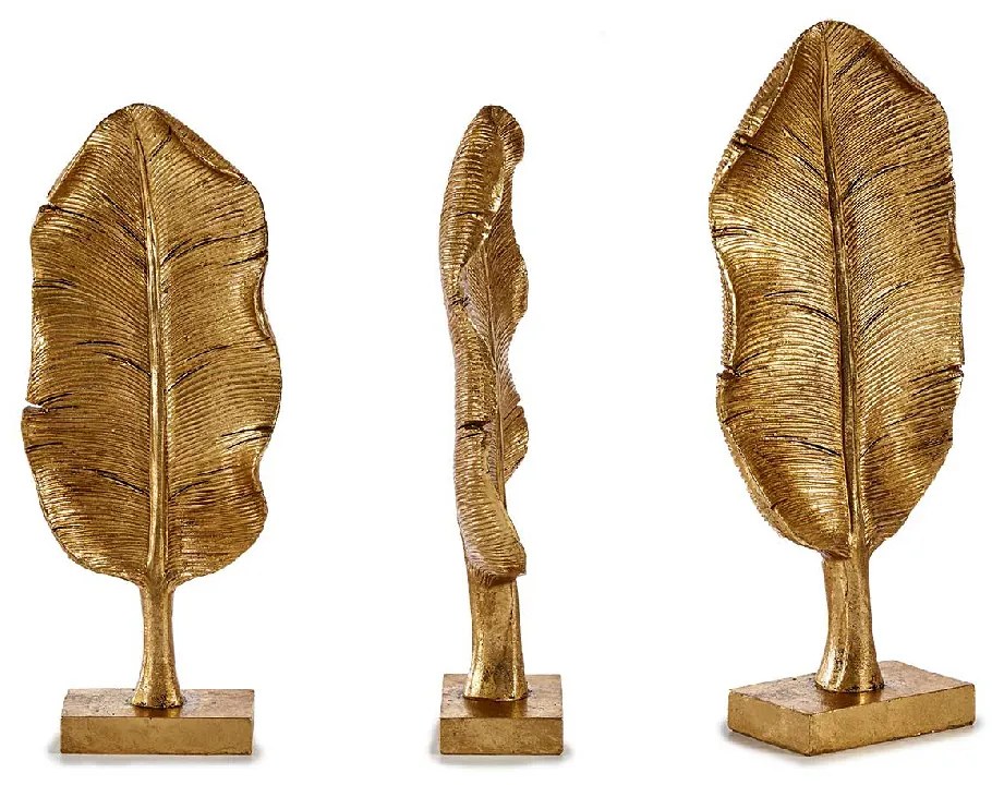 Figura Decorativa Folha Dourado Resina (6,5 X 33,3 X 10 cm)