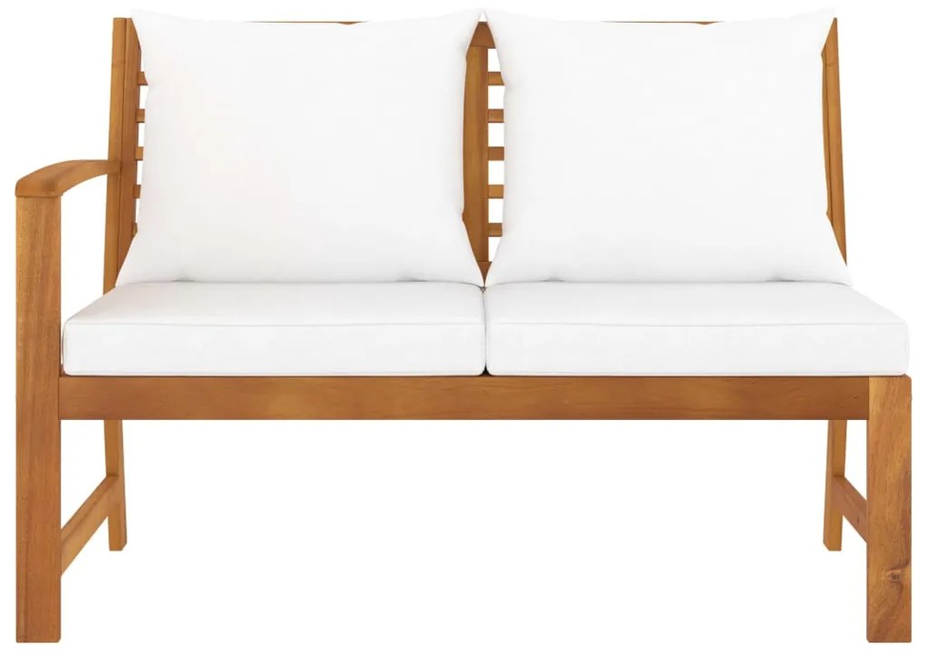 Banco de jardim 114,5 cm com almofadão cor creme acácia maciça