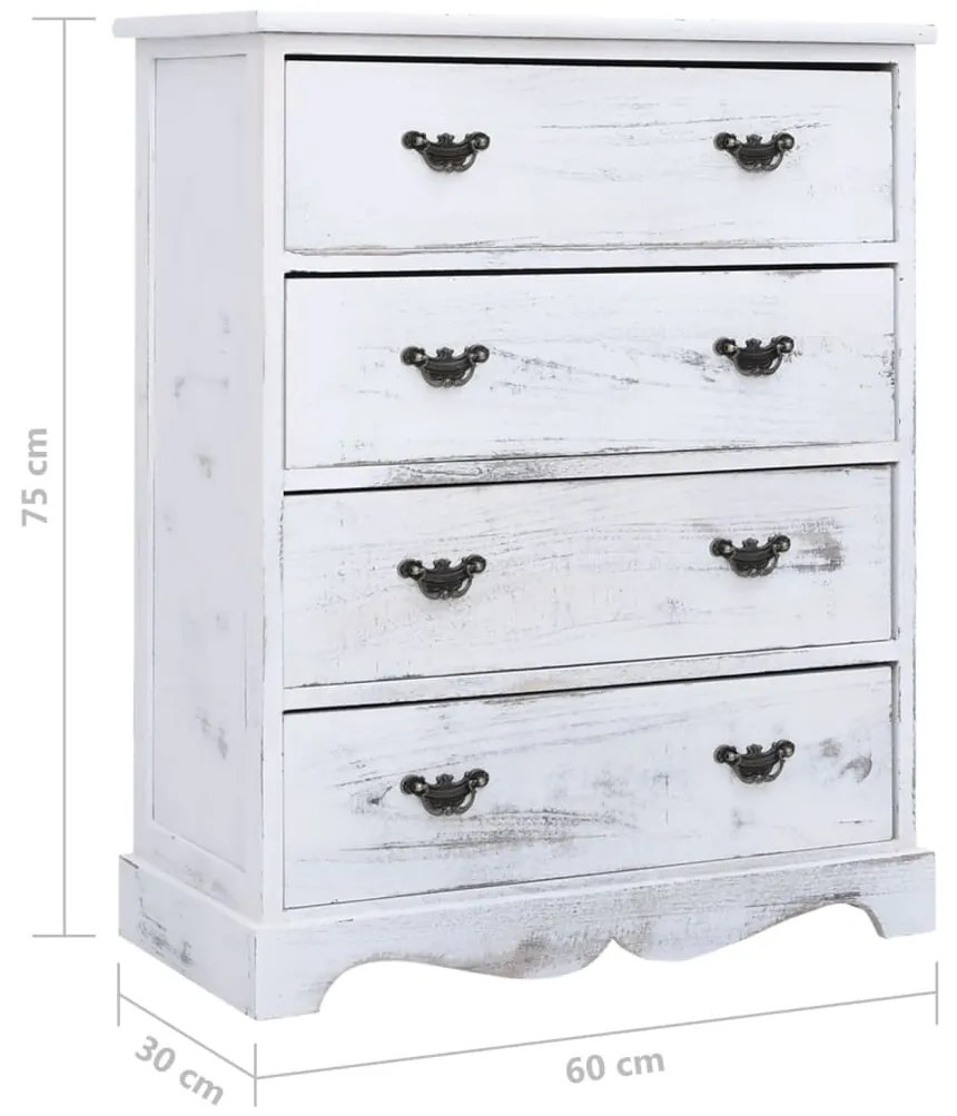 Armário com gavetas 60x30x75 cm madeira branco