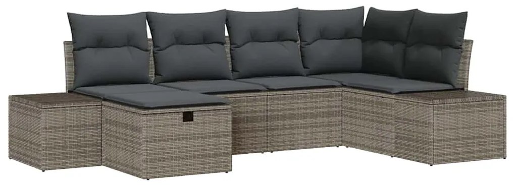 Conjunto de Sofás de Jardim em 6 Peças com Almofadas Cinza em Rattan S
