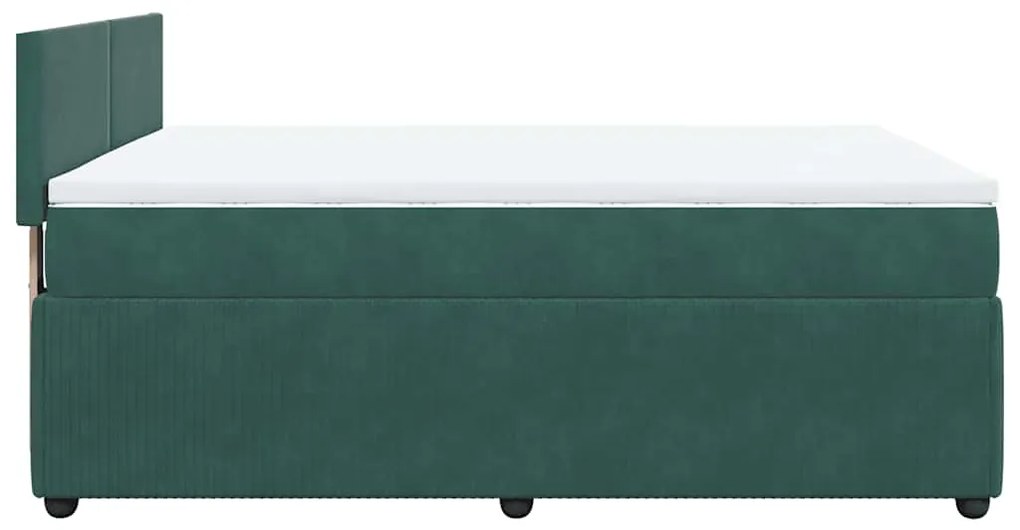 Cama com molas/colchão 140x200 cm veludo verde-escuro
