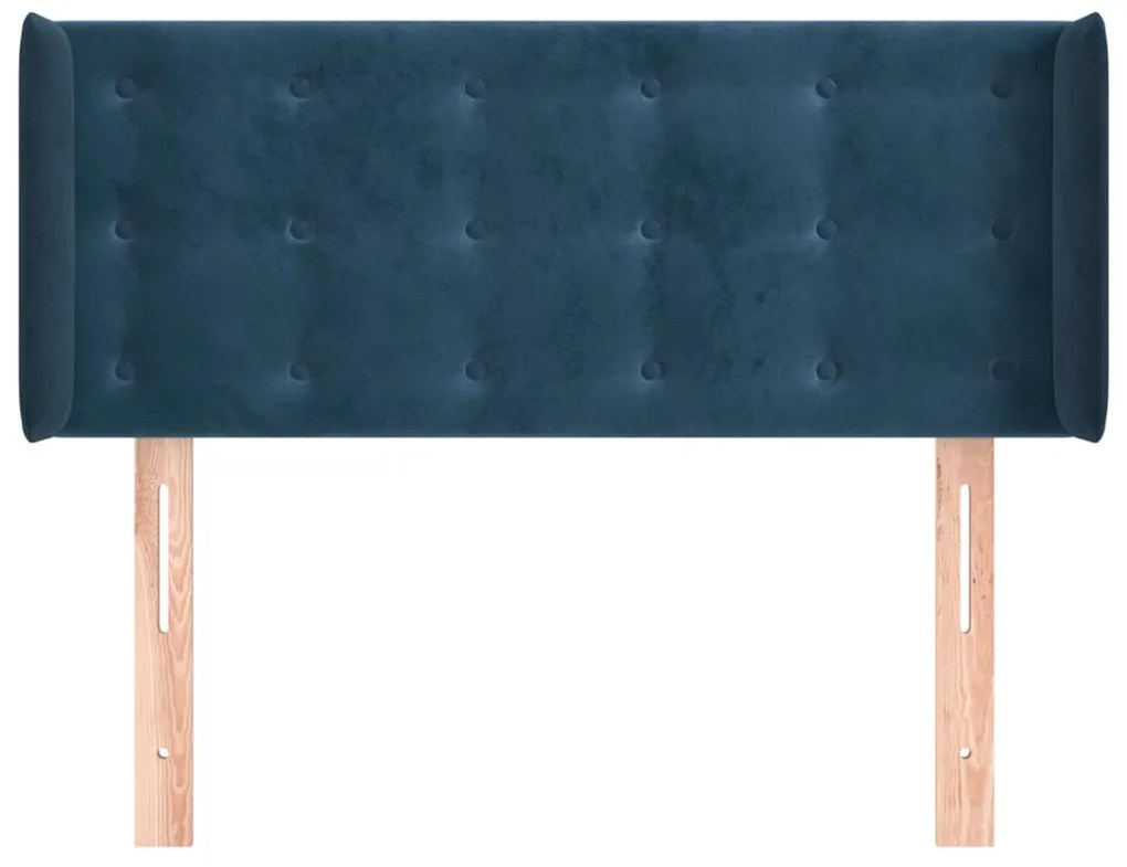 Cabeceira de cama c/ abas veludo 103x16x78/88cm azul-escuro