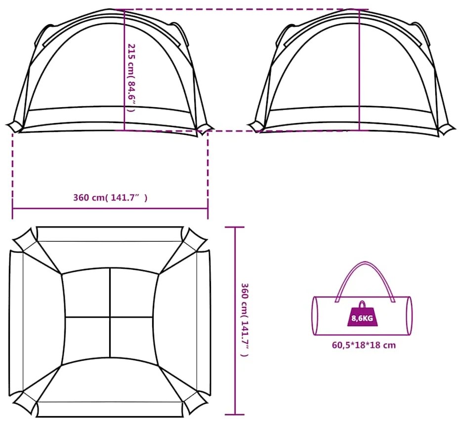Tenda de festas impermeável azul