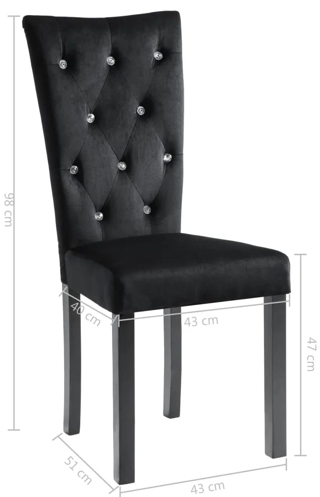 Cadeiras de jantar 4 pcs veludo preto