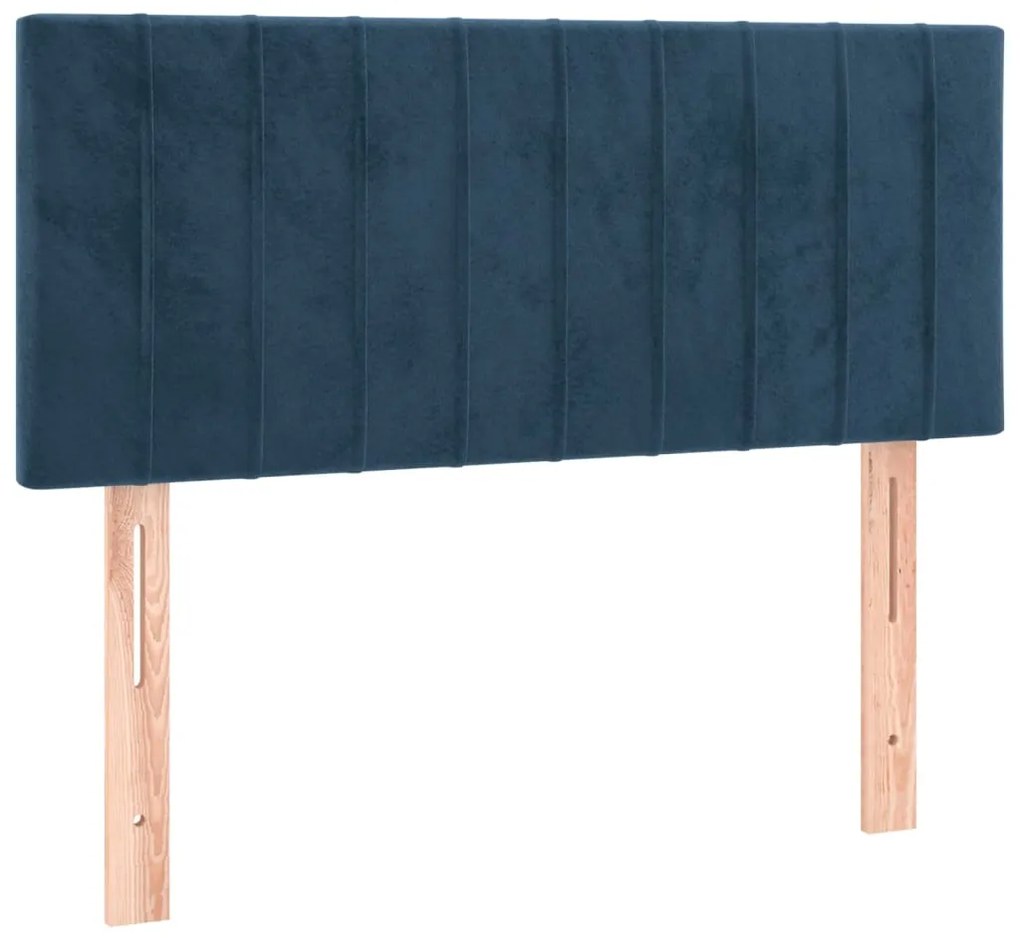 Cama boxspring com colchão 120x190 cm veludo azul-escuro