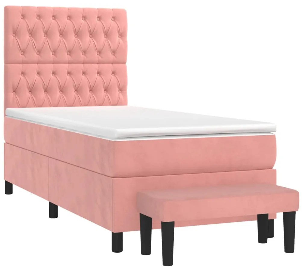 Cama com molas/colchão 80x200 cm veludo rosa
