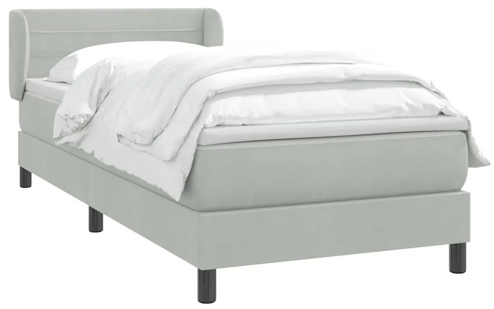 Cama com molas/colchão cinzento-claro 80x220 cm veludo