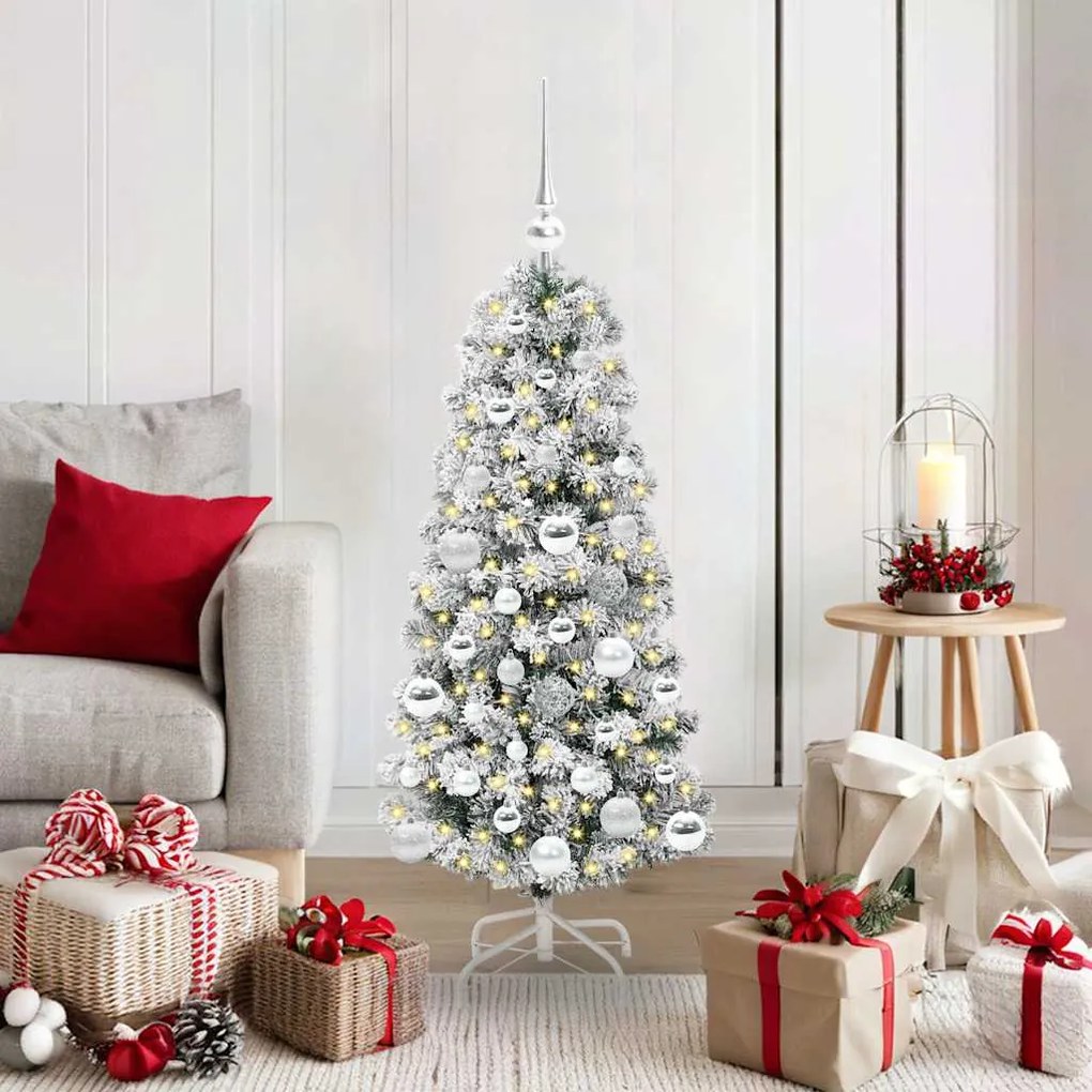 vidaXL Árvore de Natal Articulada Artificial Verde e Branco 120 cm
