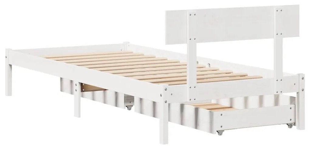 Cama sem colchão 75x190 cm madeira de pinho maciça branco