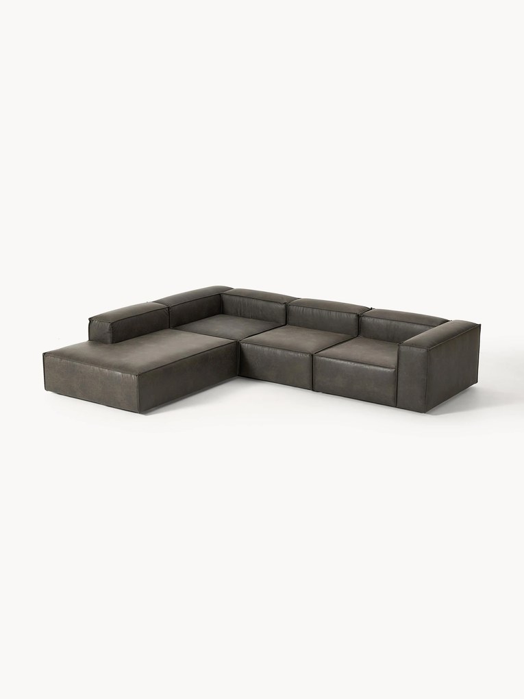 Sofá de canto modular XL em pele Lennon (4 lugares)