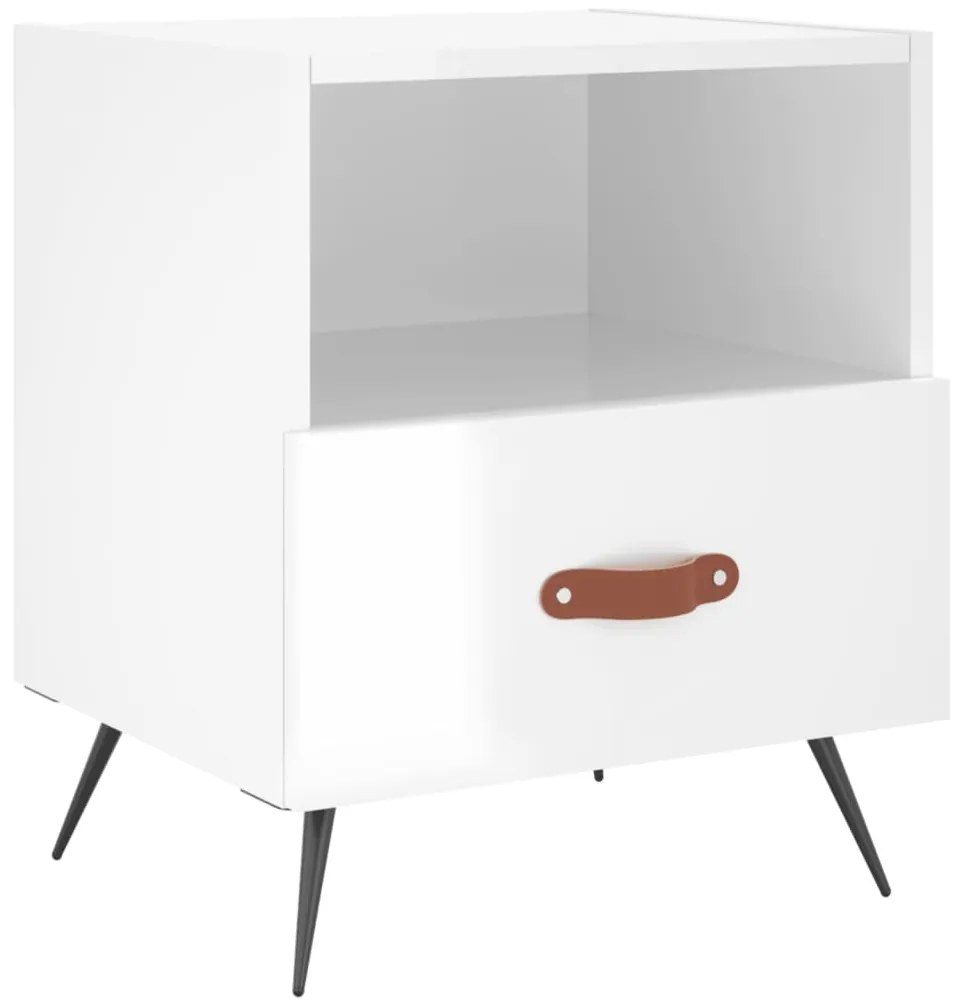 Mesas de cabeceira 2pcs derivados de madeira branco brilhante