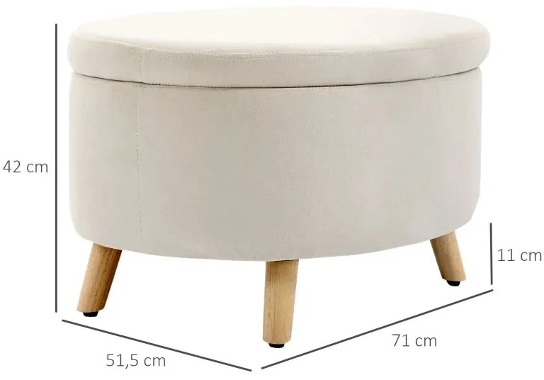 Banco Otomano com Arrumação/Baú– Julici – 71x51,5x42 cm – Bege