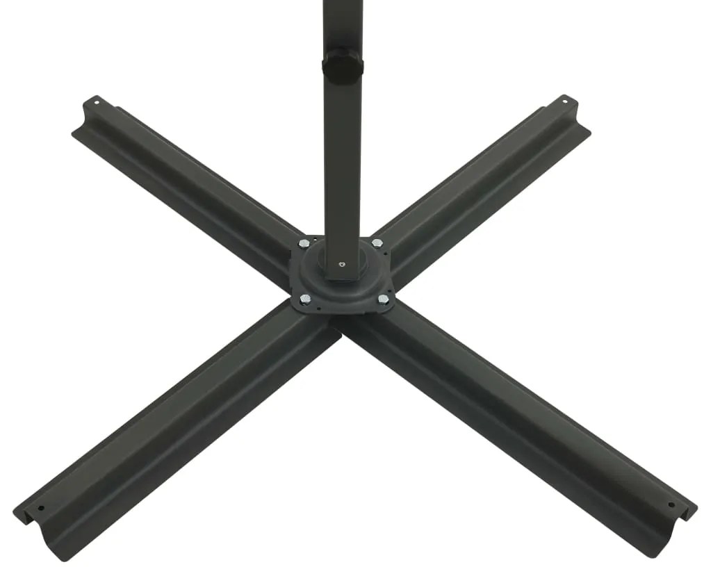 Guarda-sol jardim cantilever poste/luzes LED 250 cm azul-ciano