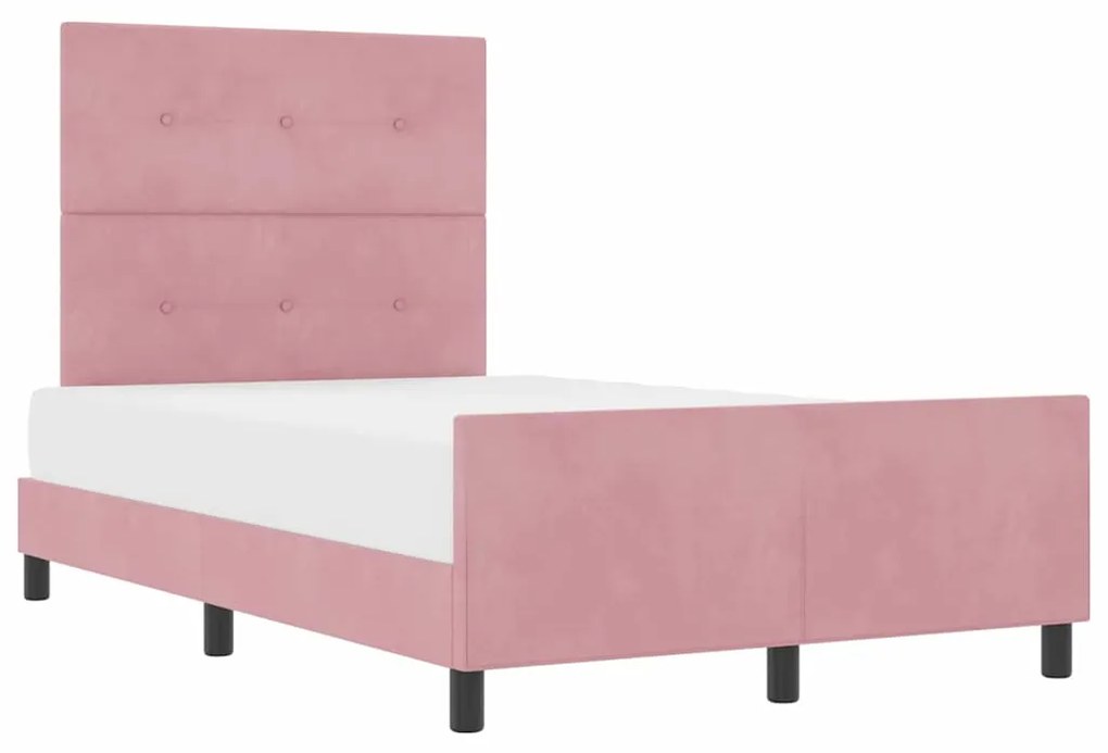 Estrutura de Cama vidaXL Rosa 120x190 cm em Veludo