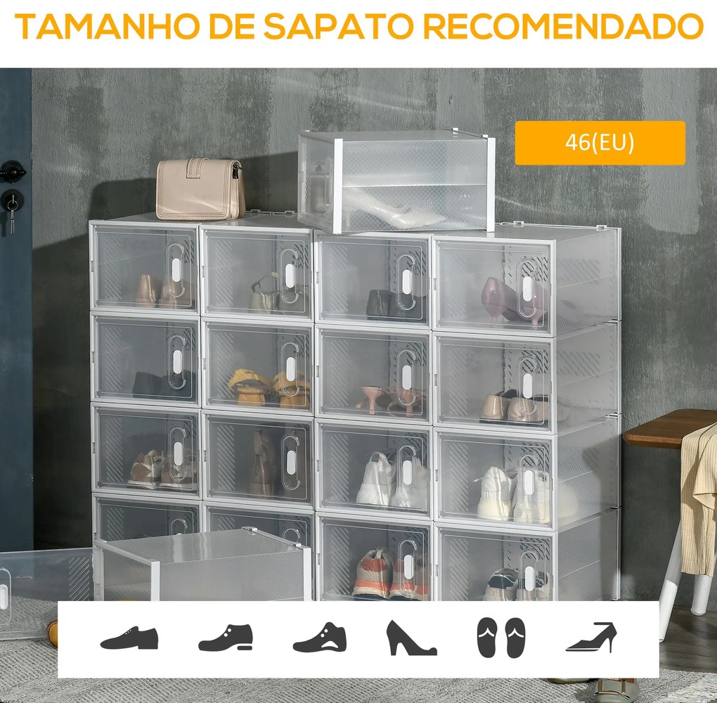 HOMCOM Armário Modular de Plástico Sapateira Modular com 18 Cubos Port