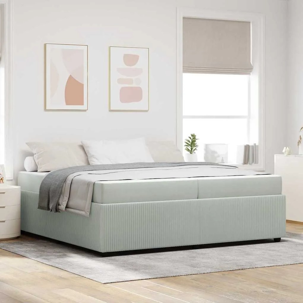 vidaXL Estrutura de cama com colchão Cinzento-claro 200 x 200 cm