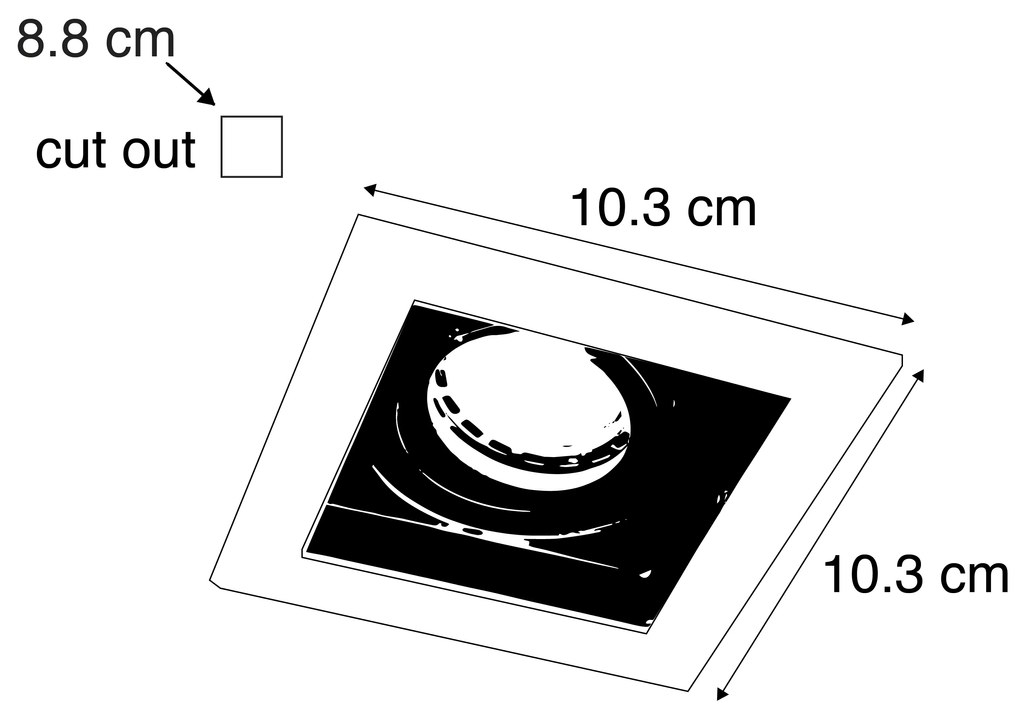 Conjunto de 6 focos embutidos modernos brancos com preto ajustáveis - Carree