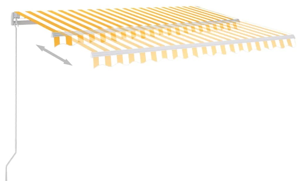 Toldo retrátil manual com LED 300x250 cm amarelo e branco