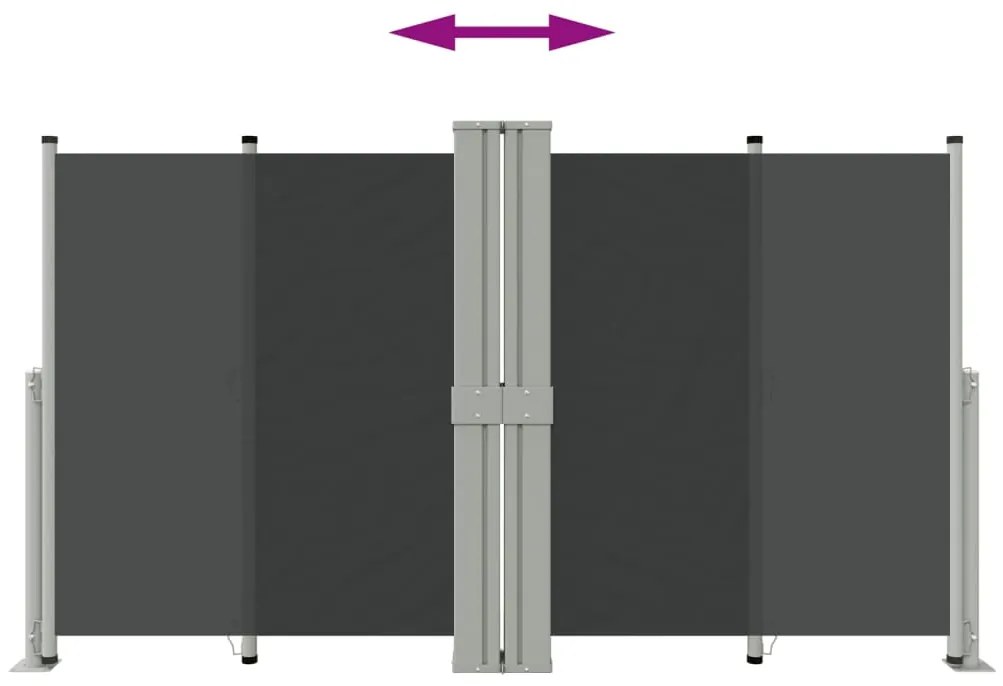 Toldo lateral retrátil 140x1200 cm preto