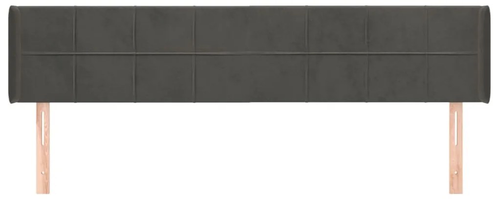 Cabeceira de cama c/ abas veludo 203x16x78/88cm cinzento-escuro