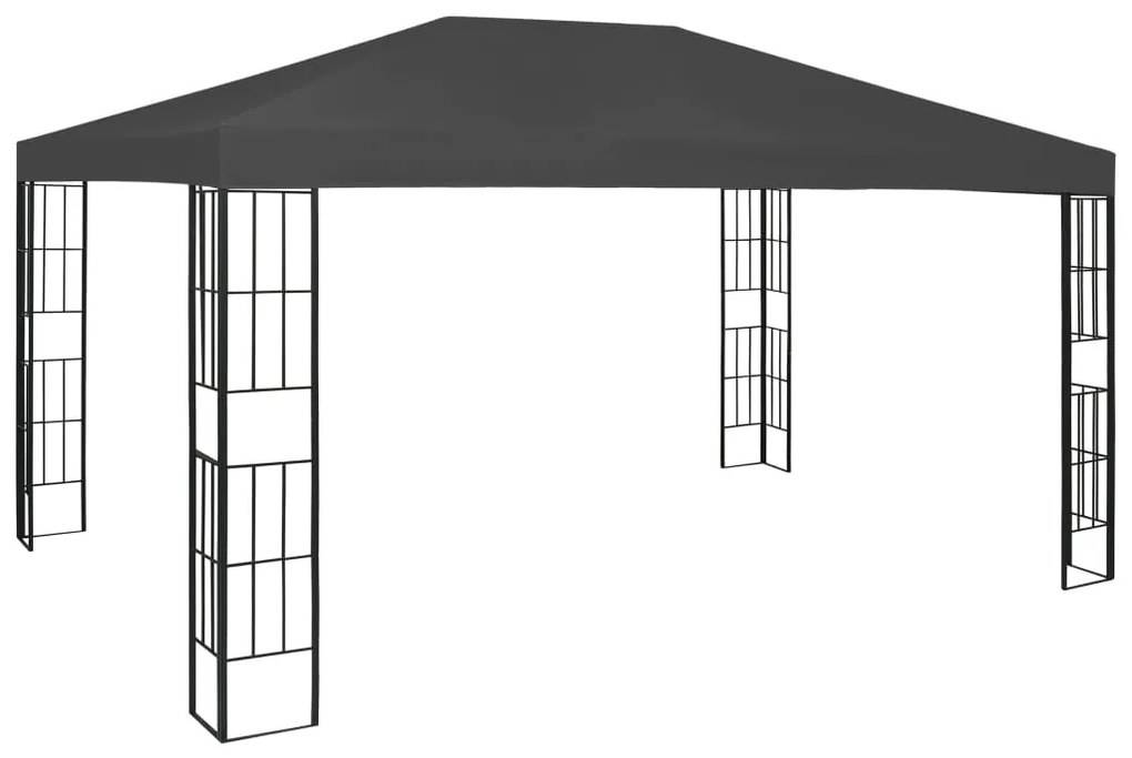 Gazebo com cordões de luzes LED 3x4 m antracite