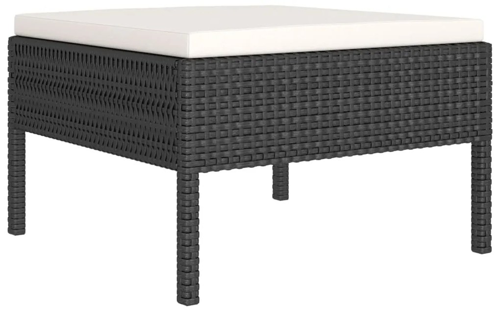 6 pcs conjunto lounge de jardim c/ almofadões vime PE preto