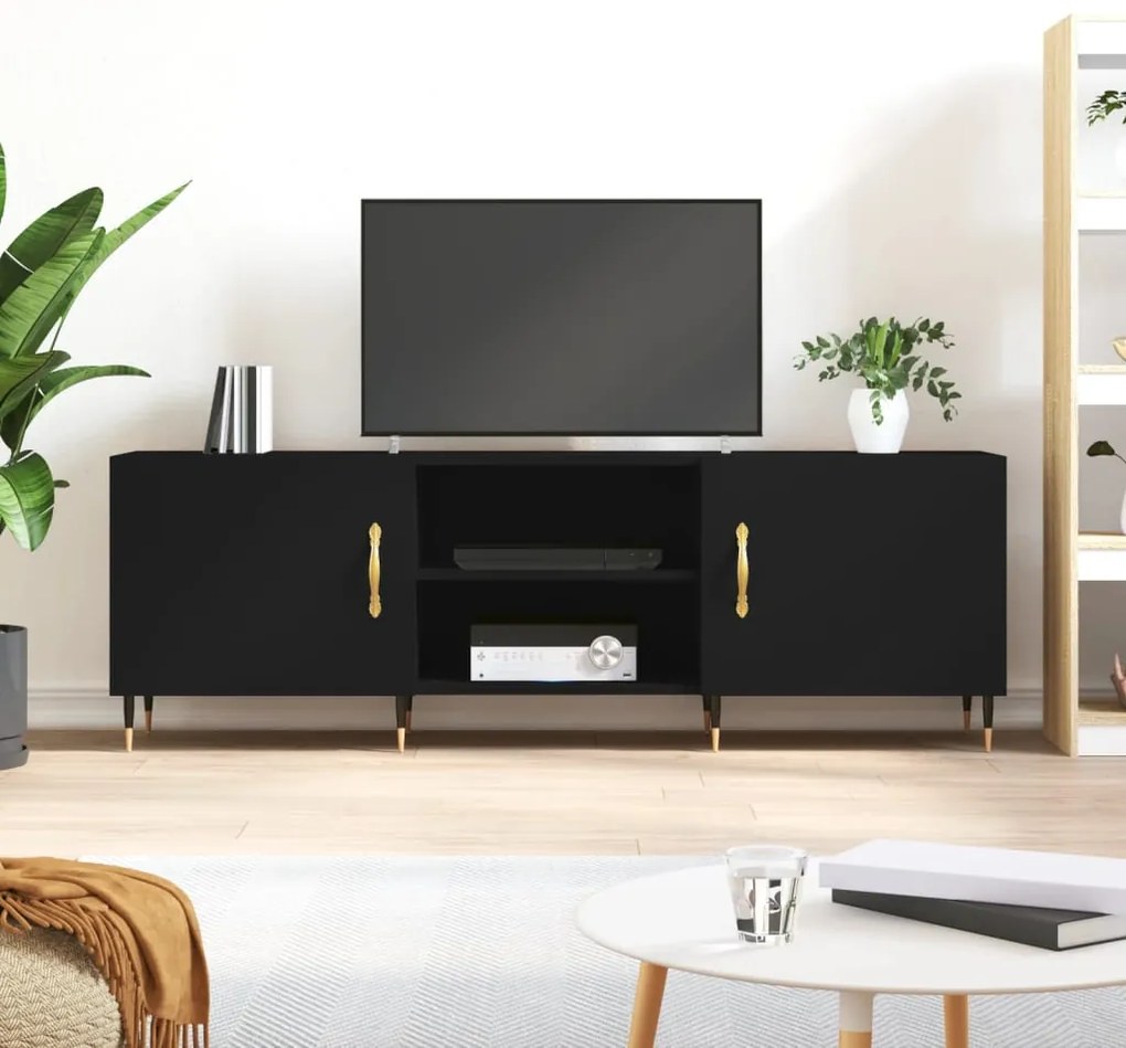vidaXL Móvel para TV 150x30x50 cm derivados de madeira preto