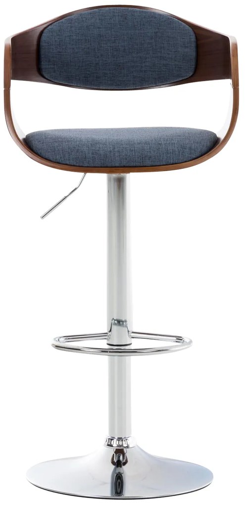 Banco de bar Kingston em tecido e com estrutura cromada 50 x 88-102 x 48 cm Azul + Cor Nogueira