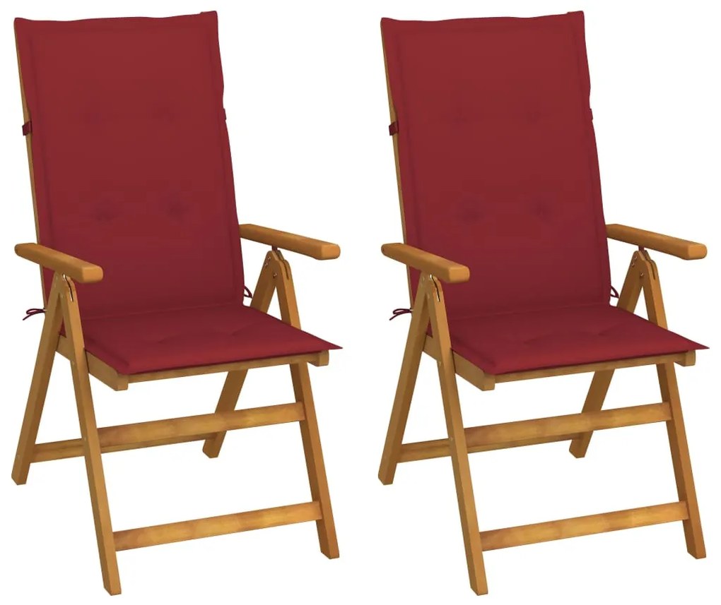vidaXL Cadeiras jardim reclináveis c/ almofadões 2 pcs acácia maciça