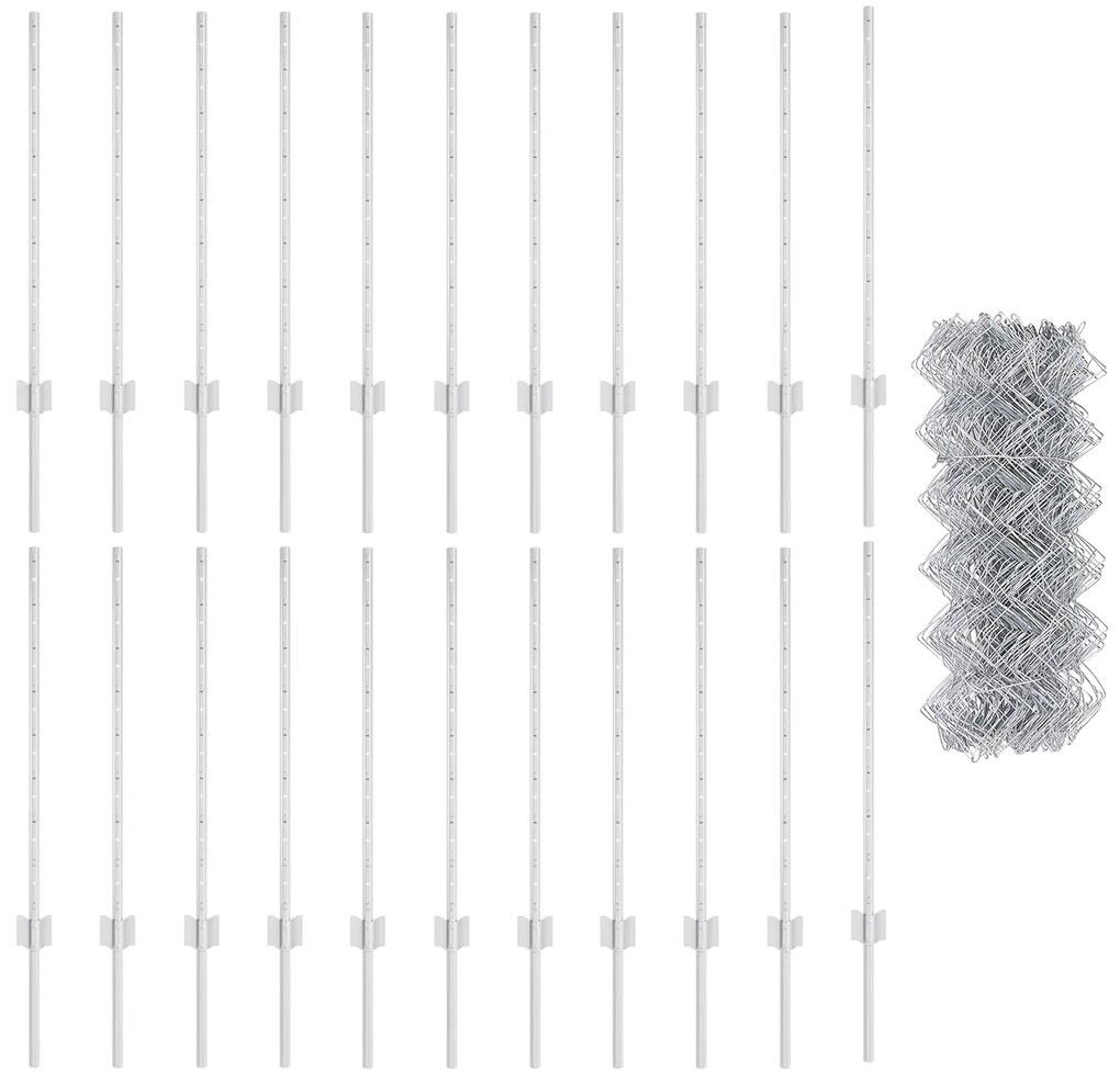 Conjunto de Cerca de Jardim Conjunto de 2 Aço galvanizado Grande