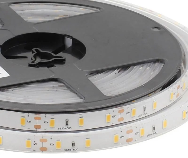 Fita LED Monocolor HQ SMD5630, ChipLed Samsung DC12V, 5m (60Led/m), 72W, IP68, Branco Frio