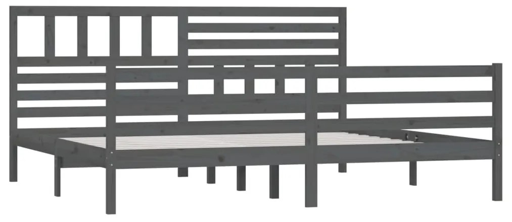 Estrutura de cama 200x200 cm madeira maciça cinzento