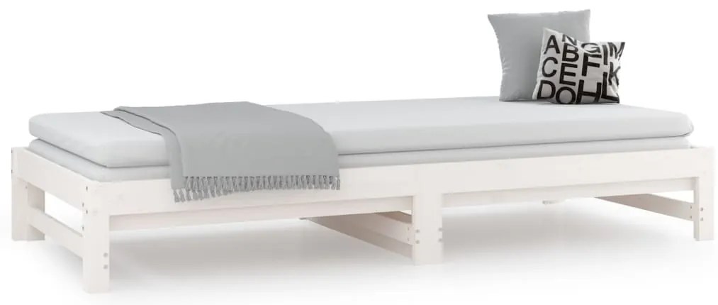 Estrutura sofá-cama de puxar 2x(90x190) cm pinho maciço branco