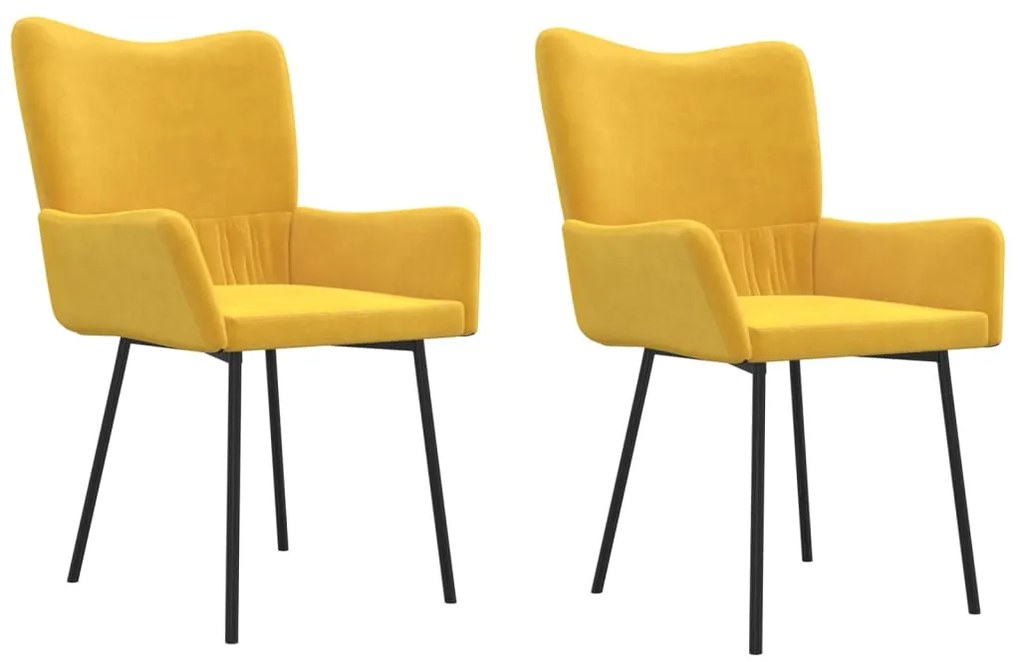 Conjunto de 2 Cadeiras Tana em Veludo - Amarelo - Design Moderno