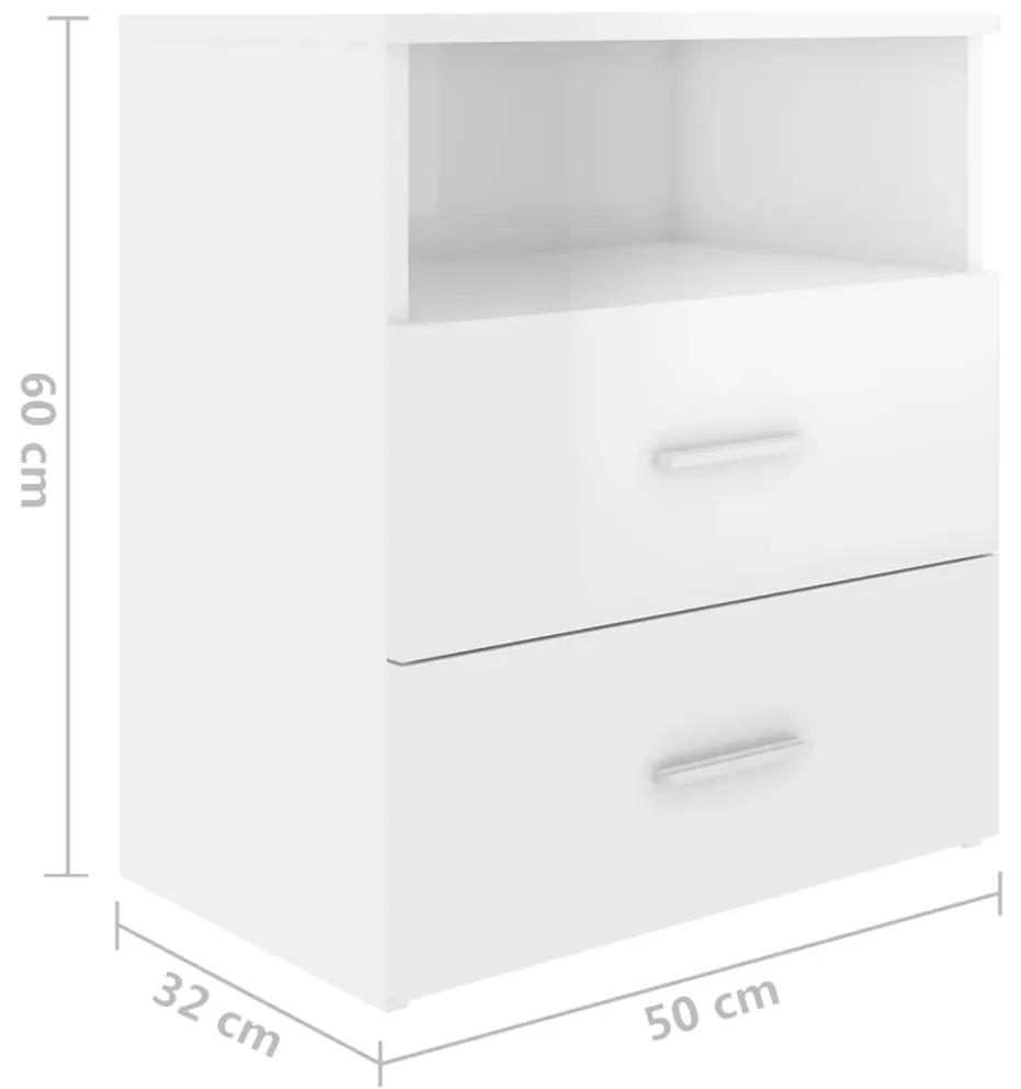 Mesa de cabeceira 50x32x60 cm branco brilhante